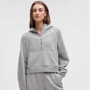 Lululemon Scuba Half Zip Crop Sweater Hoodie Heathered Medium Gray XS/S